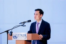 El vicecanciller de Vietnam, Dang Hoang Giang, habla en la cita. (Foto: baoquocte.vn)