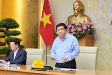 El viceprimer ministro vietnamita Nguyen Chi Dung habla en la reunión. (Foto: VNA)