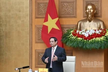 El primer ministro de Vietnam, Pham Minh Chinh, interviene en la reunión. (Foto: Nhan Dan)