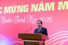 El presidente de la Asamblea Nacional de Vietnam, Tran Thanh Man, habla en la reunión. (Foto: Nhan Dan)