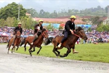 Vista de una carrera de caballos en Lao Cai. (Foto: VNA)