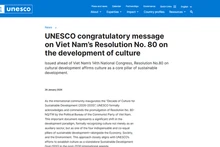 La Unesco aplaude la resolución vietnamita sobre desarrollo cultural. (Foto: Captura de la pantalla)