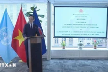 El embajador Do Hung Viet, jefe de la misión permanente de Vietnam ante la Organización de las Naciones Unidas, habla en la cita. (Foto: VNA)