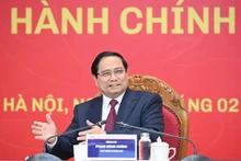 El primer ministro de Vietnam, Pham Minh Chinh, interviene en la reunión con representantes de la Academia de Administración y Gobernanza Pública. (Foto: Nhan Dan)