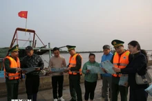 Miembros del colegio electoral 10 en el barrio de Do Son, en la ciudad de Hai Phong, divulgan sobre las próximas elecciones entre pescadores locales. (Foto: VNA) 
