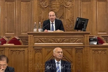 El embajador vietnamita en Hungría, Bui Le Thai, habla en el VI Foro Político Asia-Europa en Hungría. (Foto: VNA)