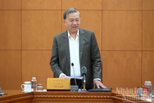 El secretario general del Partido Comunista de Vietnam, To Lam, habla en el evento. 