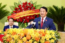 El secretario del Comité partidista de Tuyen Quang, Hau A Lenh, interviene en el vento. (Foto: Nhan Dan)