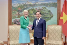 El viceprimer ministro y canciller de Vietnam, Bui Thanh Son, recibe a la embajadora australiana, Gillian Bird. (Foto: VNA)