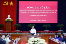 El secretario general del Partido Comunista de Vietnam, To Lam, interviene en la cita (Foto: VNA)