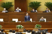 El viceprimer ministro Le Thanh Long rinde cuenta ante la Asamblea Nacional de Vietnam. (Foto: VNA)