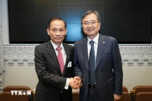 El ministro interino de Relaciones Exteriores de Vietnam, Le Hoai Trung, y el ministro de Relaciones Exteriores de Corea del Sur, Cho Hyun (Foto: VNA)