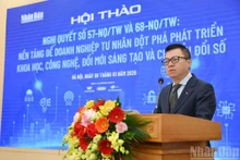 El presidente-editor del periódico Nhan Dan, subjefe de la Comisión de Propaganda y Movilización de Masas del Comité Central del PCV y titular de la Asociación de Periodistas del país, Le Quoc Minh, habla en la cita (Foto: The Dai)