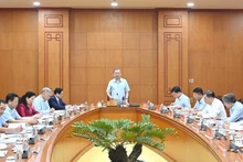 [Foto] Líder partidista vietnamita trabaja con Junta Permanente del Comité del Partido del Gobierno sobre Ley de Tierras (enmendada) y las leyes relacionadas