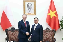 El viceprimer ministro vietnamita Bui Thanh Son, y el viceprimer ministro y ministro de Transformación Digital de Polonia, Krzysztof Gawkowski. (Foto: VNA)