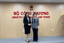 La viceministra de Industria y Comercio de Vietnam, Phan Thi Thang, se reúne con Zhang Min, vicegobernadora de la provincia china de Henan (Foto: VNA)