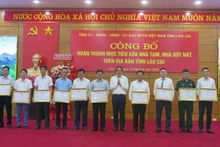 Entregan certificados de mérito a personas destadas en el programa de eliminación de viviendas precarias en Lao Cai, el 19 de junio. (Foto: VNA)