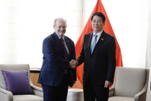El presidente vietnamita, Luong Cuong, se reúne con el senador estadounidense Chris Coons.
