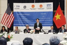 El presidente vietnamita, Luong Cuong, habla en la mesa redonda con empresas estadounidenses. (Foto: VNA)