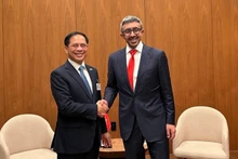 El viceprimer ministro vietnamita Bui Thanh Son se reúne con el vicepremier y ministro de Relaciones Exteriores de Emiratos Árabes Unidos (EAU), Sheikh Abdullah bin Zayed Al Nahyan. (Foto: VNA)
