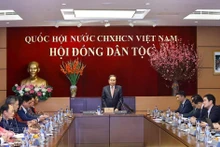 El presidente de la Asamblea Nacional de Vietnam, Tran Thanh Man, habla en la reunión. (Foto: VNA)