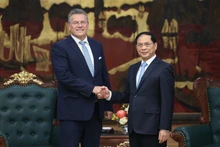 El vice primer ministro de Vietnam Bui Thanh Son recibe al comisario de Comercio y Seguridad Económica de la Unión Europea, Maros Sefcovic. (Foto: VGP)