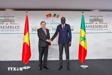 El presidente de la Asamblea Nacional de Vietnam, Tran Thanh Man (izquieda), se reúne con su homólogo de Senegal, El Malick Ndiaye. (Foto: VNA)
