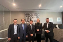 El embajador de Vietnam en Australia, Pham Hung Tam (segundo desde la izquierda), y el presidente del Comité Popular de la ciudad de Hue, Nguyen Van Phuong (centro), se reúnen con la ministra de Artes y Patrimonio de Tasmania, Madeleine Ogilvie. ̣(Foto: VNA)