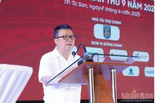 El compañero Le Quoc Minh interviene en el acto. (Fotografía: Nhan Dan)