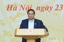 El primer ministro de Vietnam, Pham Minh Chinh, interviene en la reunión. (Fotografía: Nhan Dan)