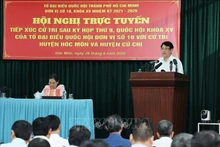 El presidente de Vietnam, Luong Cuong, interviene en la reunión. (Fotografía: VNA)