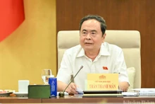 El presidente de la Asamblea Nacional de Vietnam, Tran Thanh Man, en la reunión. (Fotografía: Nhan Dan)