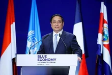 El primer ministro de Vietnam, Pham Minh Chinh, habla en el foro. (Fotografía: VNA)