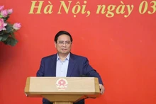 El primer ministro Pham Minh Chinh habla en la reunión. (Fotografía: Nhan Dan)