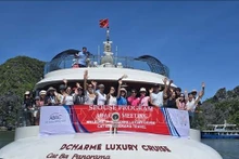 La delegación recorre la bahía de Lan Ha en crucero. (Foto: VNA)