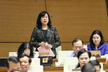 La ministra de Salud Pública, Dao Hong Lan, interviene en la cita. (Fotografía: VNA)