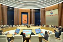 El presidente de la ANV, Tran Thanh Man, titular del Consejo Electoral Nacional, pronuncia el discurso de clausura de la cita.