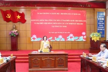 La vicepresidenta de la Asamblea Nacional de Vietnam, Nguyen Thi Thanh, en la sesión de trabajo. (Foto: VNA)