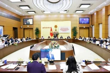 El presidente de la Asamblea Nacional de Vietnam, Tran Thanh Man, interviene en la cita. (Foto: VNA)