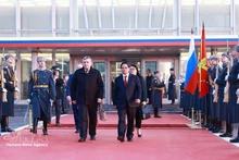 Acto de despedida al primer ministro de Vietnam, Pham Minh Chinh, en el Aeropuerto Vnukovo 2, en Moscú. (Foto: VNA)
