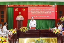 El presidente de la Asamblea Nacional de Vietnam, Tran Thanh Man, habla en el evento (Foto: VNA)