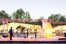 Una exposición única realizada con papel Do tradicional y materiales reciclados en el jardín de flores de Dien Hong. (Fuente: Nhan Dan)