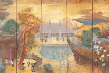 La obra “Remontando la memoria” (óleo, Nguyen Tien Dung). (Foto: Hanoimoi.vn)