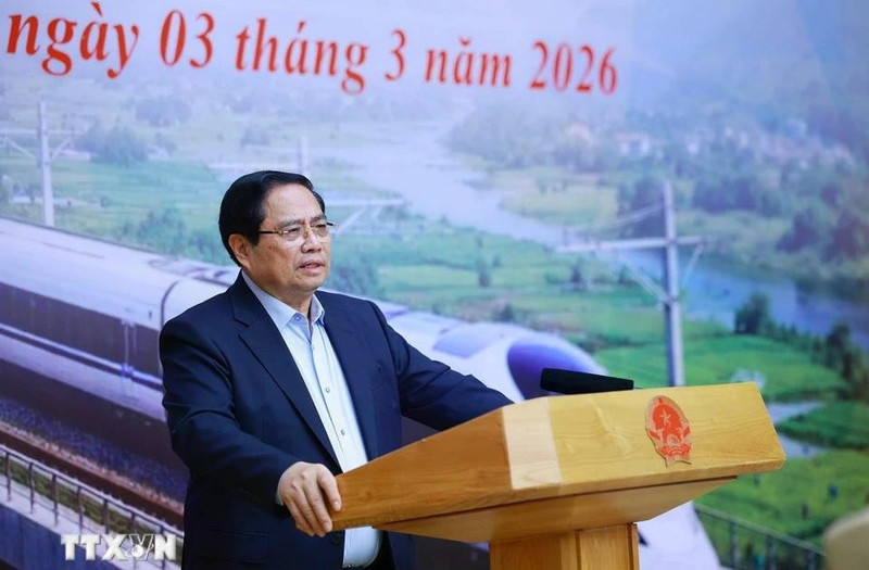 El primer ministro de Vietnam, Pham Minh Chinh, habla en la cita. (Foto: VNA)