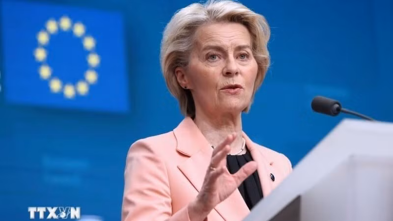 La presidenta de la Comisión Europea, Ursula von der Leyen. (Foto: Xinhua/VNA)