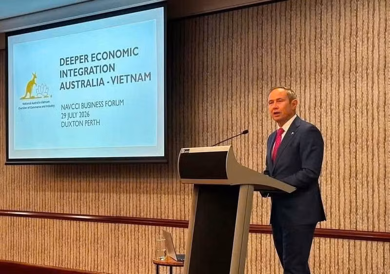 El primer ministro de Australia Occidental, Roger Cook, en el primer Foro Empresarial Vietnam–Australia en Perth, Australia Occidental. (Foto: VNA)