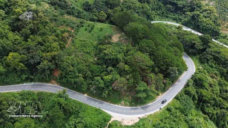 Con una longitud de unos 18 kilómetros, el paso Ngoan Muc serpentea entre las laderas montañosas y constituye una importante puerta de entrada que enlaza la meseta de Lam Dong con la costa del Centro-Sur de Vietnam. (Foto: VNA)