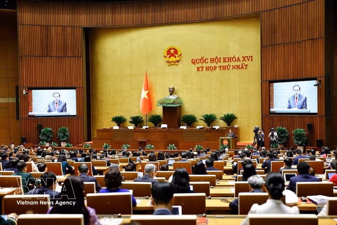El presidente de la Asamblea Nacional de Vietnam, Tran Thanh Man, en la sesión inaugural del primer período de sesiones de la XVI legislatura del órgano legislativo. (Foto: VNA)