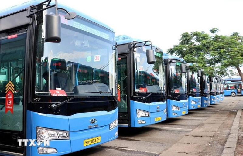 Autobuses eléctricos en Ciudad Ho Chi Minh. (Foto: VNA)