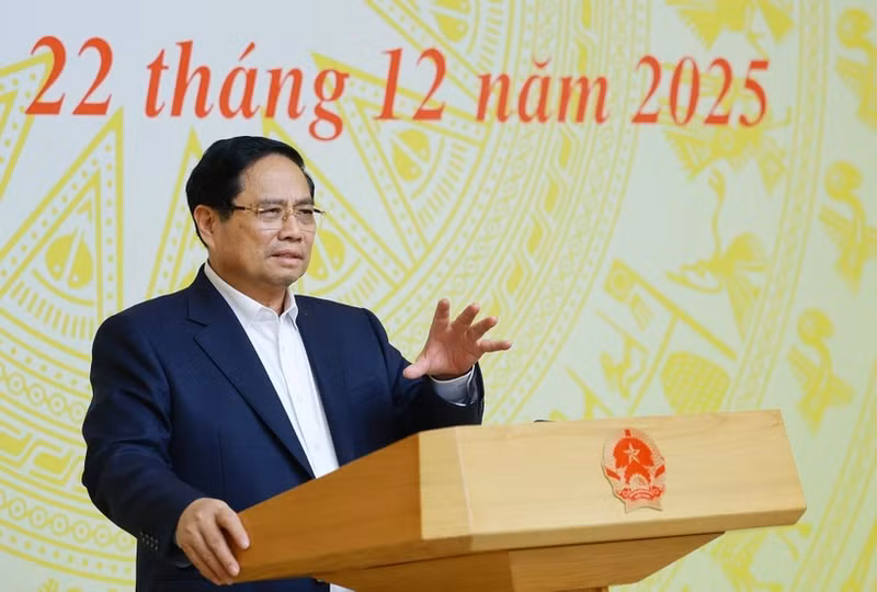 El primer ministro Pham Minh Chinh habla en el evento. (Foto: VNA)